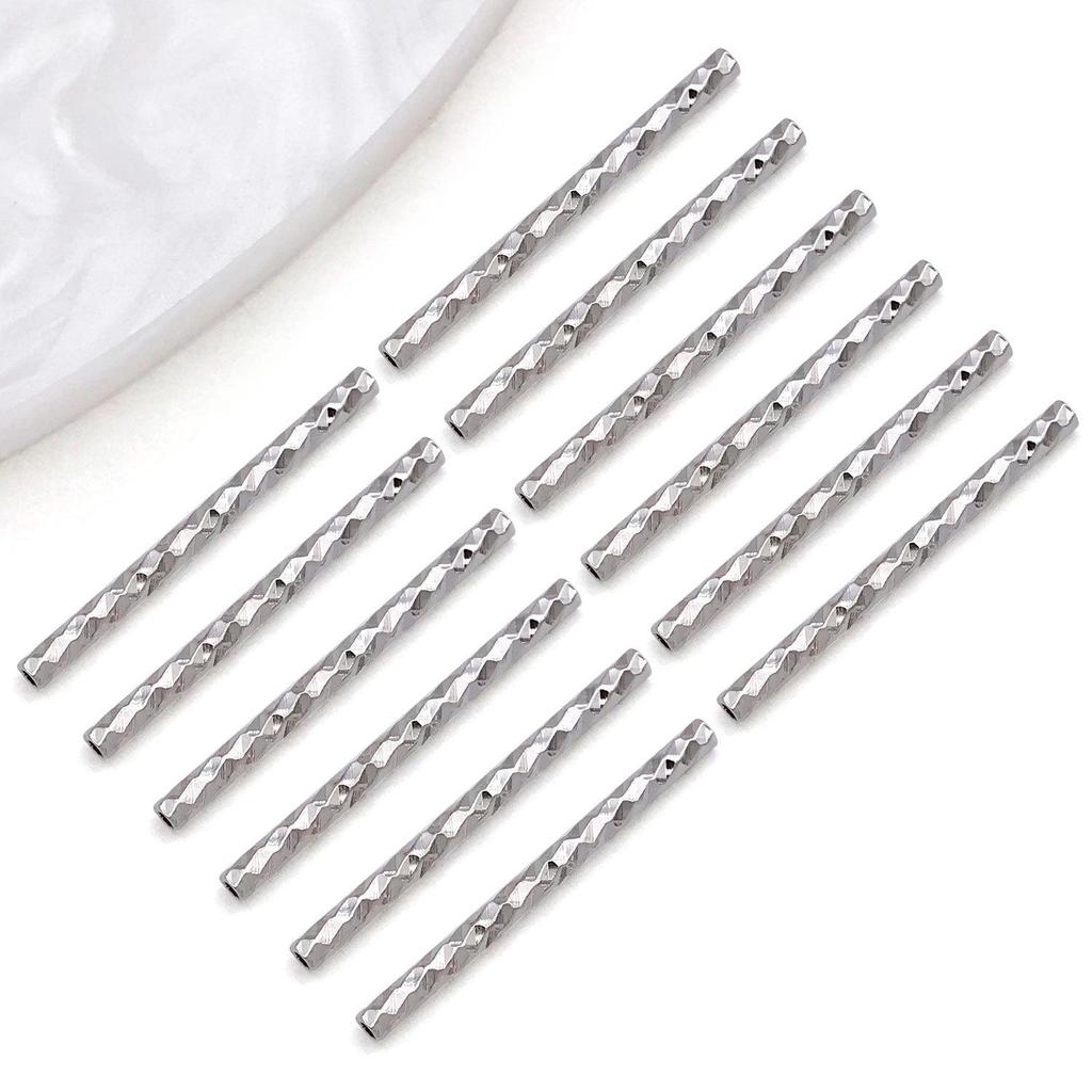 18K Gold-Plated Faceted Starry Tube Beads for DIY Jewelry Making