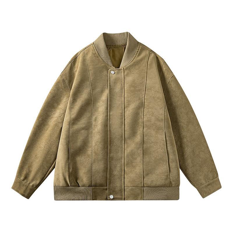 Mens Plus Size PU Leather Jacket Stand Collar Casual Flight Style Outerwear