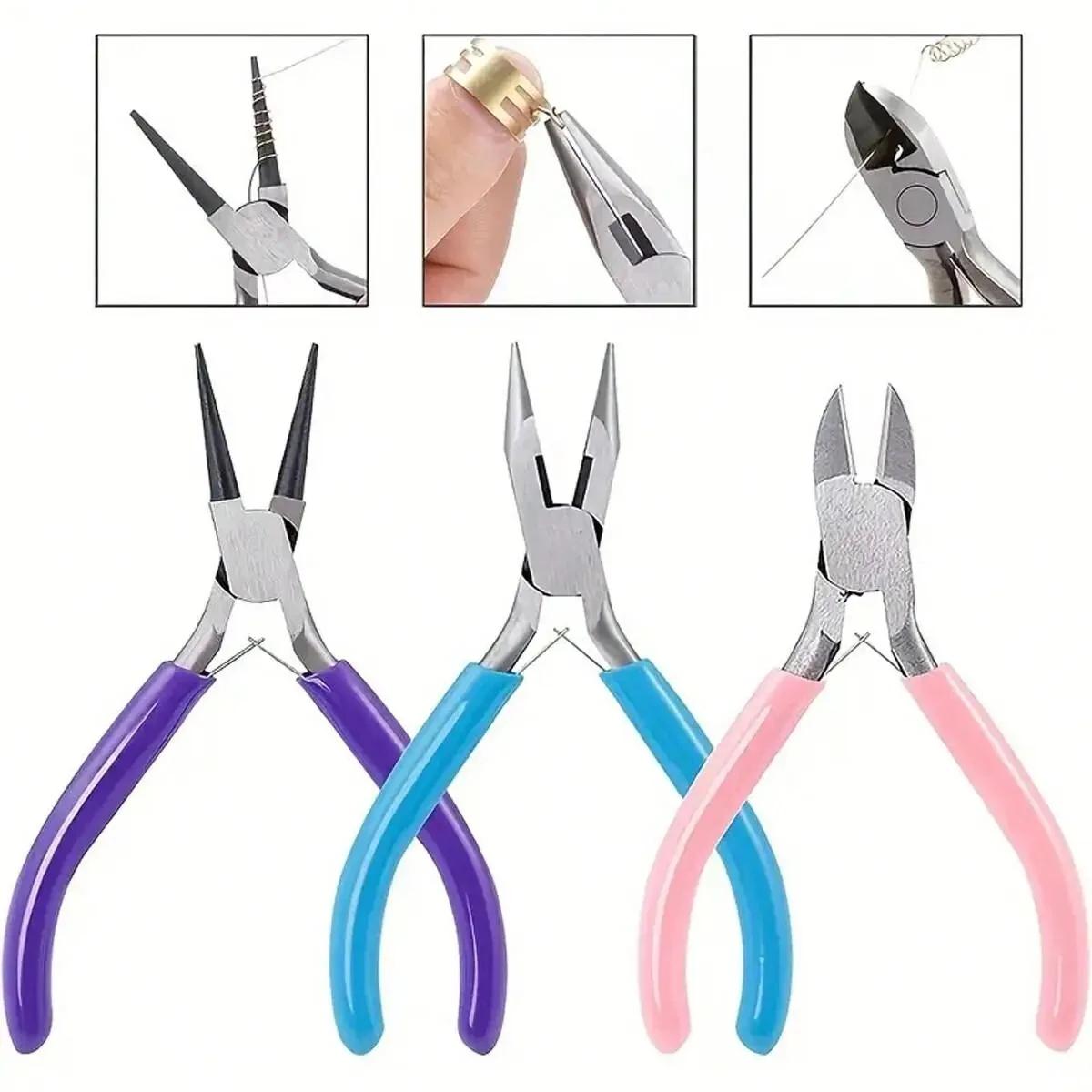 

3-piece jewelry making pliers - needle nose, chain nose, round nose, and wire pliers - perfect for jewelry restoration