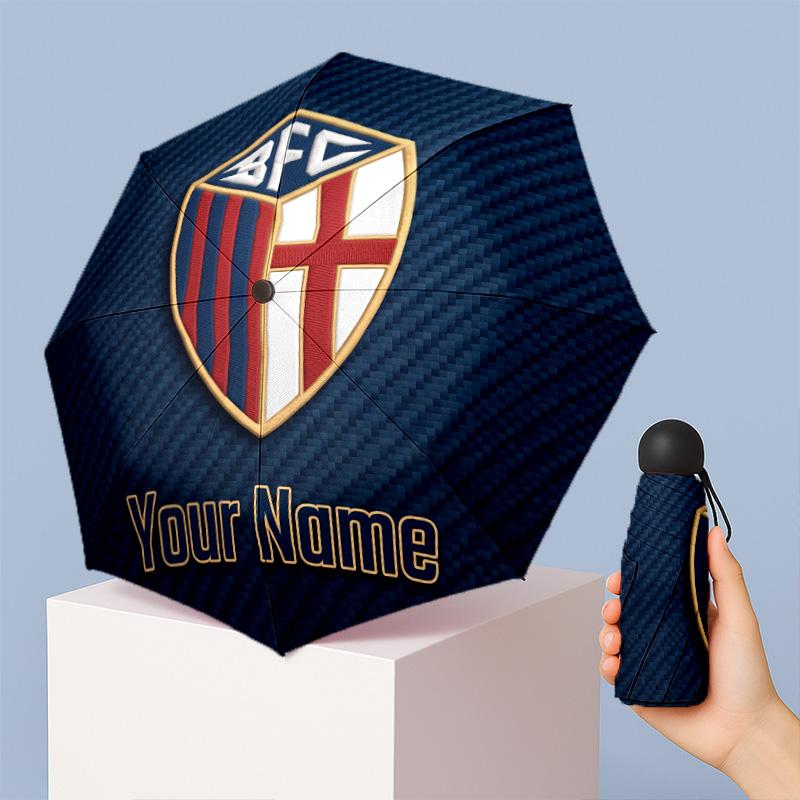 Bologna FC Manual Five Fold 8 Rib Umbrella Support Custom Text, Lightweight Travel Umbrella