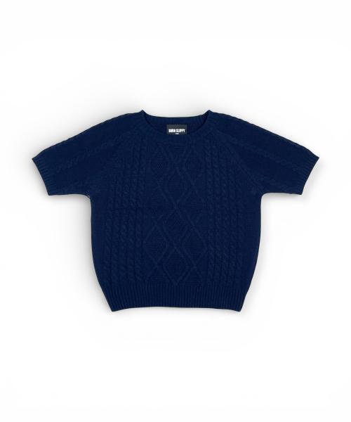 Bonseullipi Cable Half Sleeve Knit (Navy)