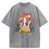 Aesthetics Mushroom Toad Printed Washed T-Shirt Women Crewneck Cotton T Shirt Oversized Y2K Clothes Vintage Summer