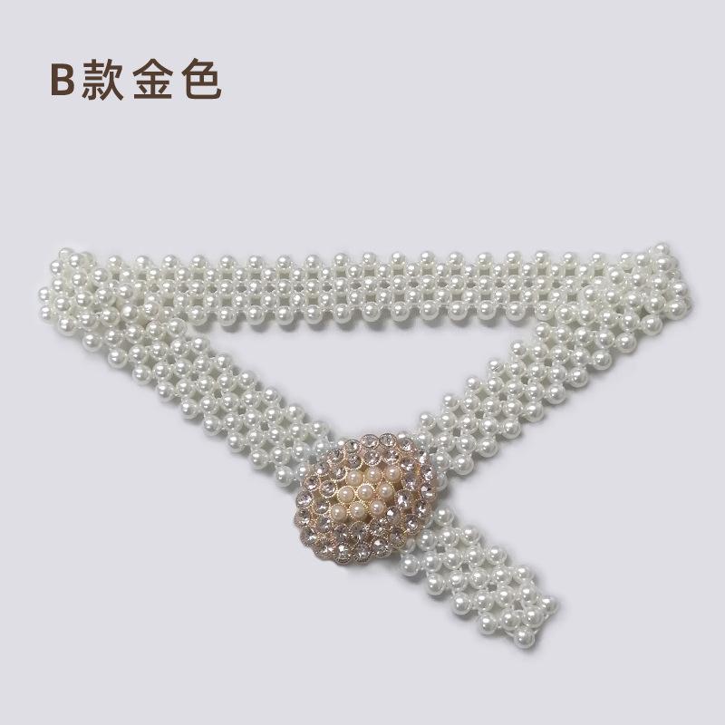 Pearl Elastic Belt Simple And Elegant With Skirt Dress Elastic Women Slim Slim And Thin Chain