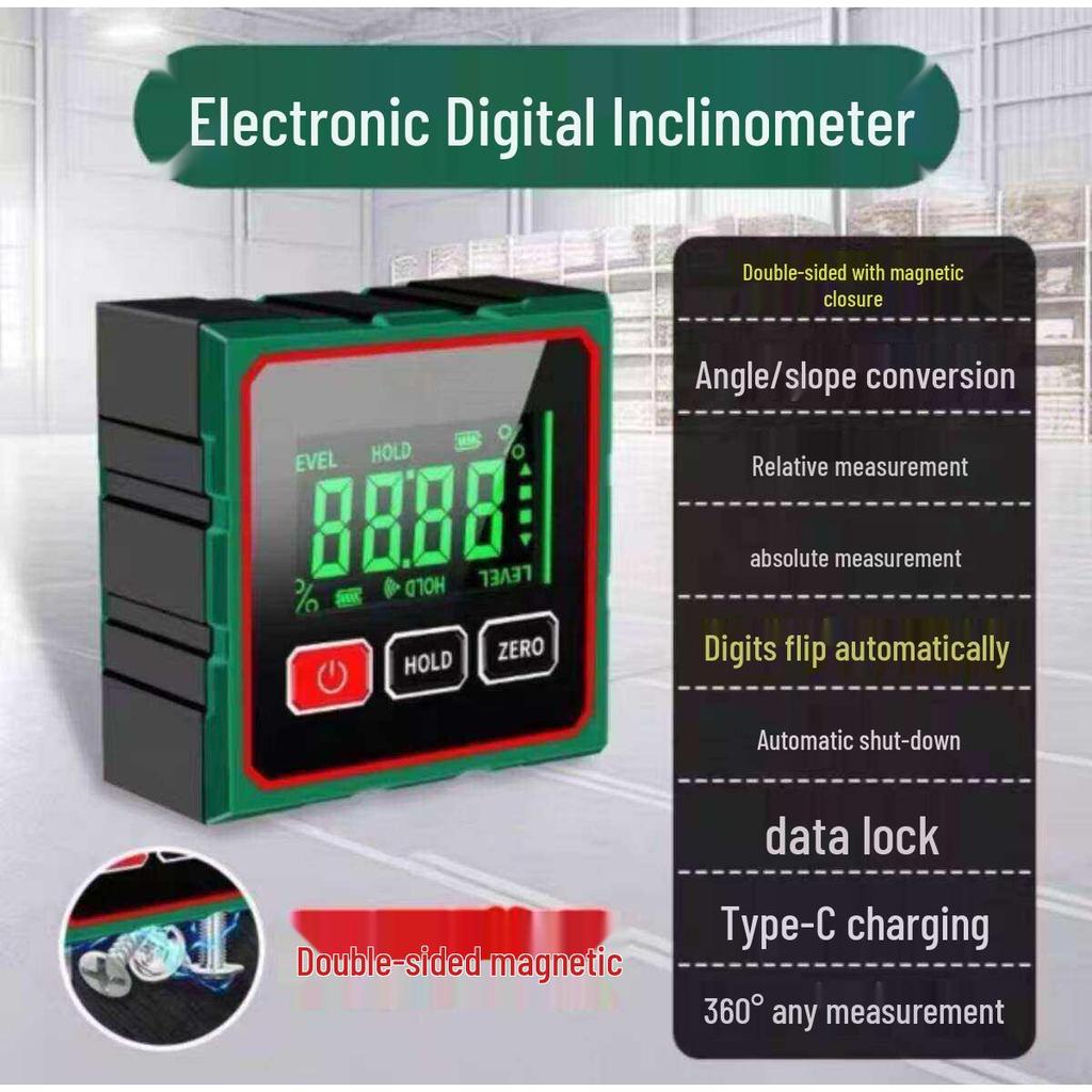 High-Precision Digital Inclinometer with Magnetic Laser Level and Multifunctional Slope Measurement