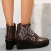 Stora Dams Ankelboots Höst Vinter Nyhet Retro Broderi Retro Korta Läderboots Plattformsdojor