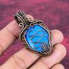 Sleeping Beauty Turquoise Gemstone Pendant Copper Wire Wrapped Handmade Jewelry