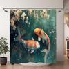 Chinesische Japanische Koi Tuschemalerei Duschvorhang Rot Kirschblüte Welle Fisch Aquarellmalerei Badevorhänge Badezimmerdekor