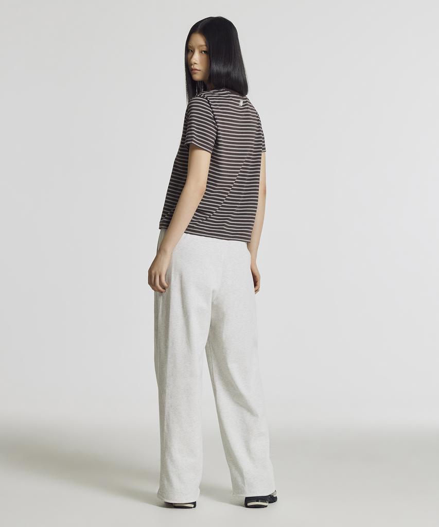 Nyuballanseu Nbneg2W422 / Women Essential Basic Striped Short Sleeve T-Shirt (Brown)