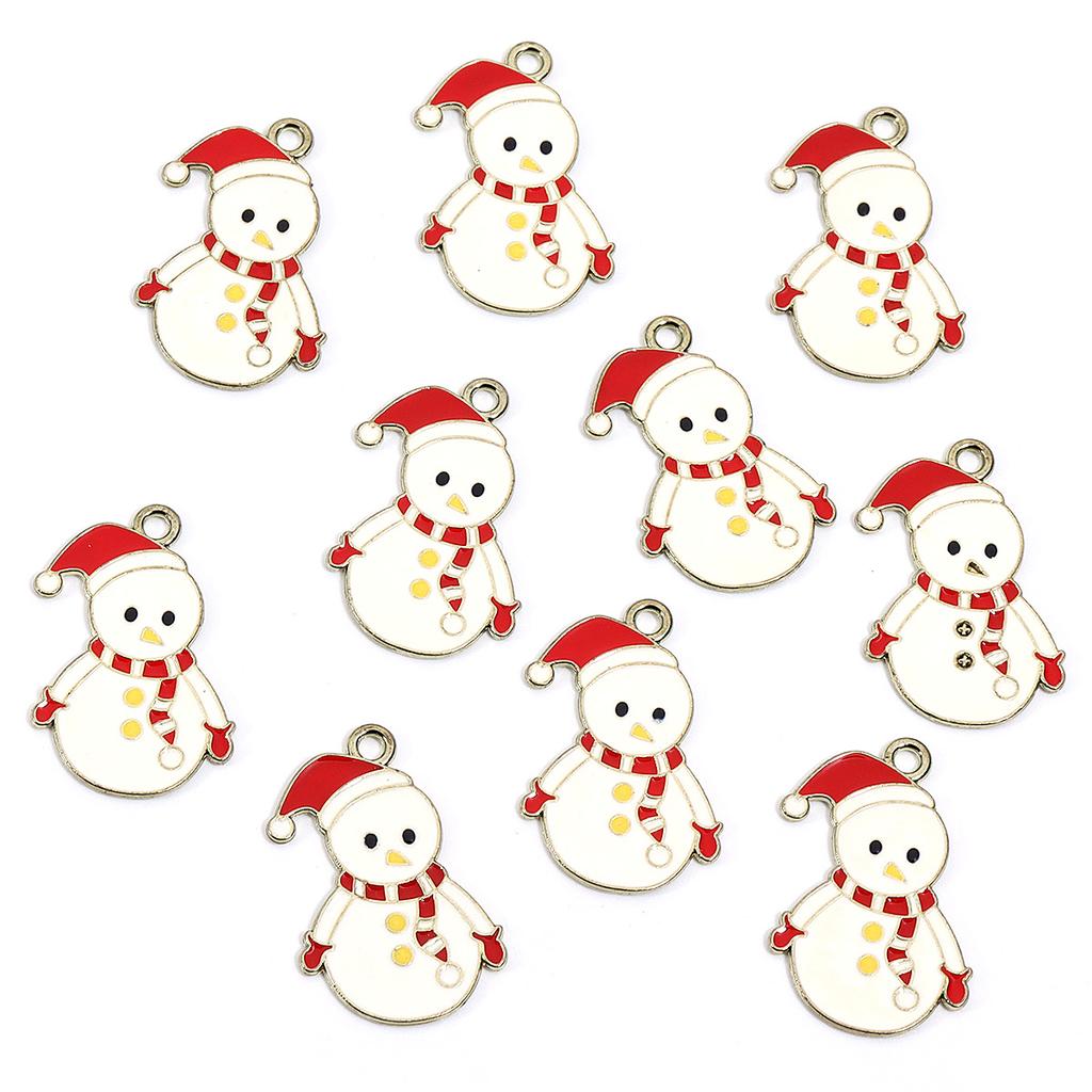 10-20pcs/lot Christmas Series Alloy Enamel Cute Pendant Santa Claus Elk Snowman Shape Charms For DIY Bracelet Necklace Accessory