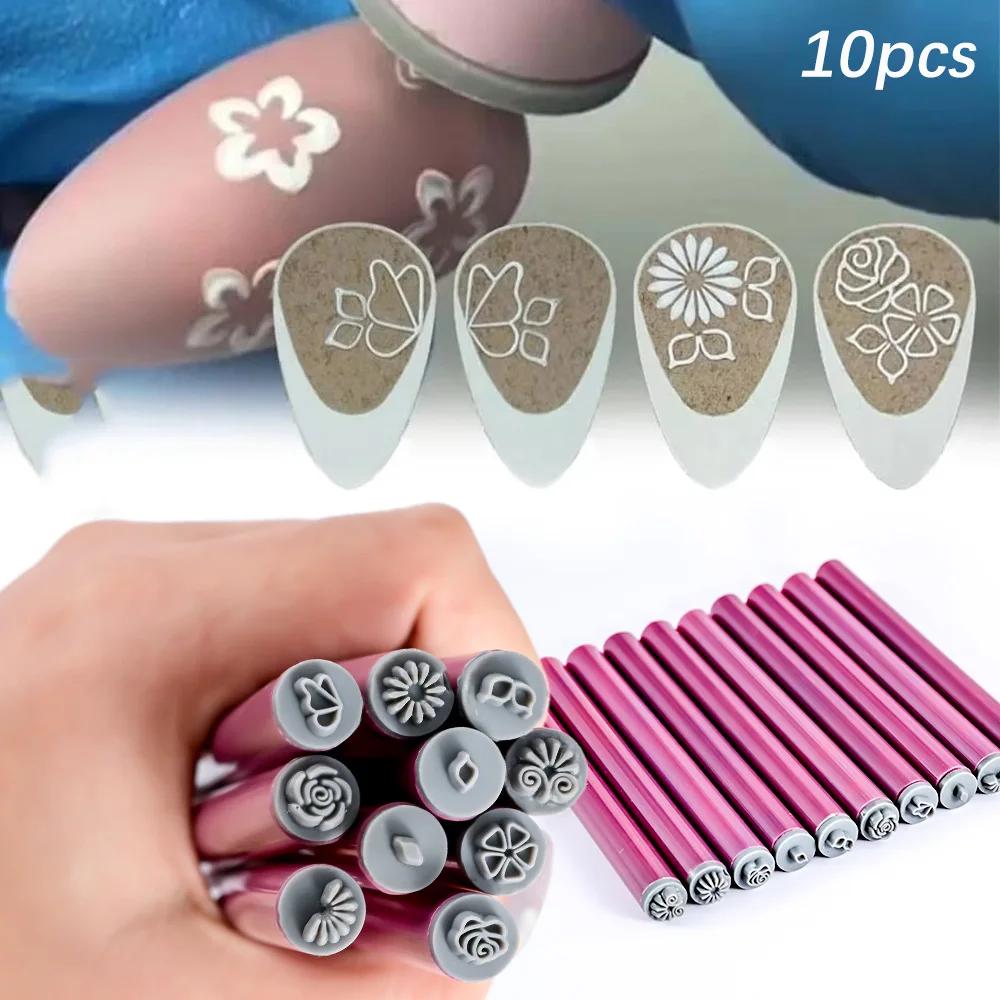 4/6/15pcs Nail Art Flowers&Butterfly Stamp Pen Set for Nail Assorted Patterns DIY Art Stamping Tool for Women Beauty Accessories