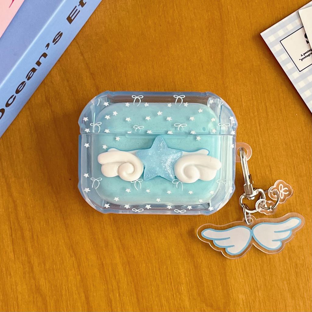 3D Wings Angel Pendant Imd Earphone Case Cute Love Cartoon Wireless Bluetooth Charging Box for Apple Airpods 1 2 3 4 Pro 2nd