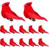 12 Pcs Artificial Red Cardinal Birds Clip- 2.76" Mini Christmas Real Feather Cardinal Birds with Clip- Fake Birds Red Cardinals Decor for Christmas