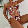 Printed Multicolor Halter Tie Back One Piece Swimsuit Women Sexy Fit Swimwear Beach Pool Vacation