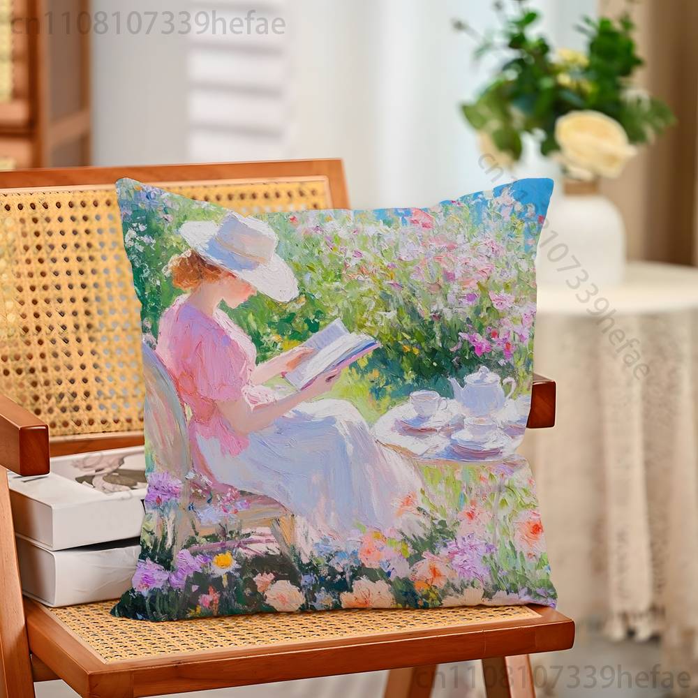 Pierre AAuguste RRenoir Funny Pillow Case Antidustmite Pillowcase Invisible Zipper Silky Short Plush Sofa Cushion Cover