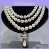 Minimalist Threelayer Pearl Saturn Necklace For Women Elegant Party Wear