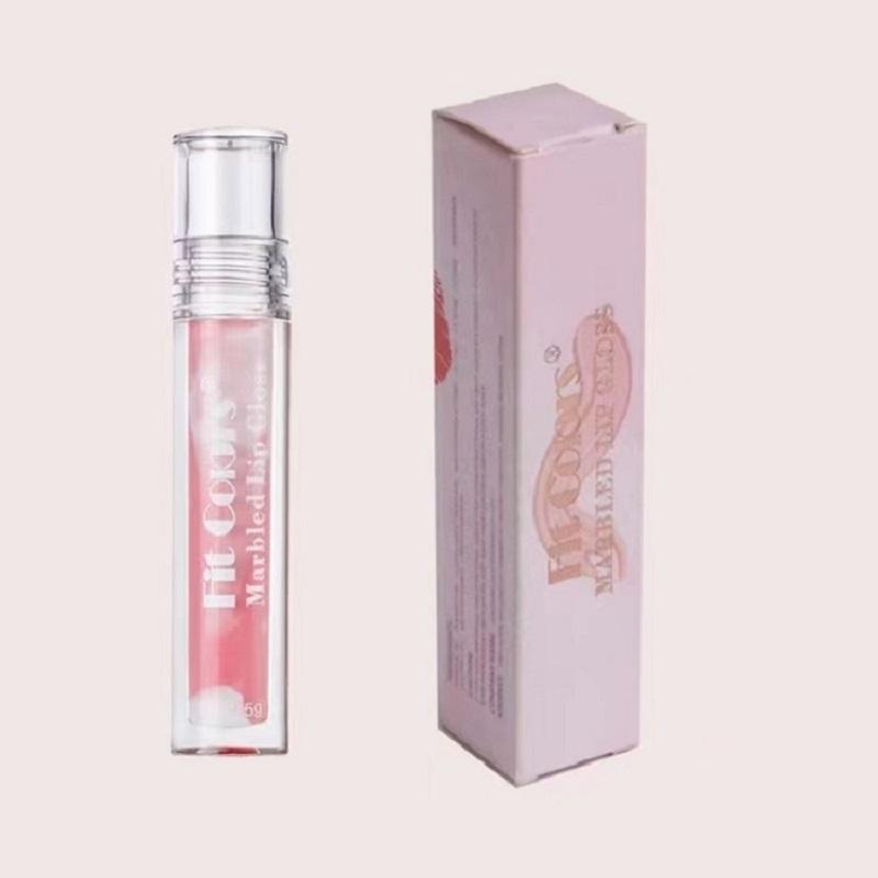 Fit Colors Marbled Mirror Lip Gloss, 5 Vibrant Shades, Moisturizing Hydrating Long-Lasting Liquid Lipstick, Non-Sticky Formula
