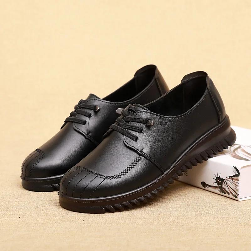 Dámské boty z pravé kůže Ploché mokasíny Boty Dámské Pohodlné Klínkové Dámské Ležérní Boty Měkké Hovězí Kůže Jednoduché Boty pro Maminku