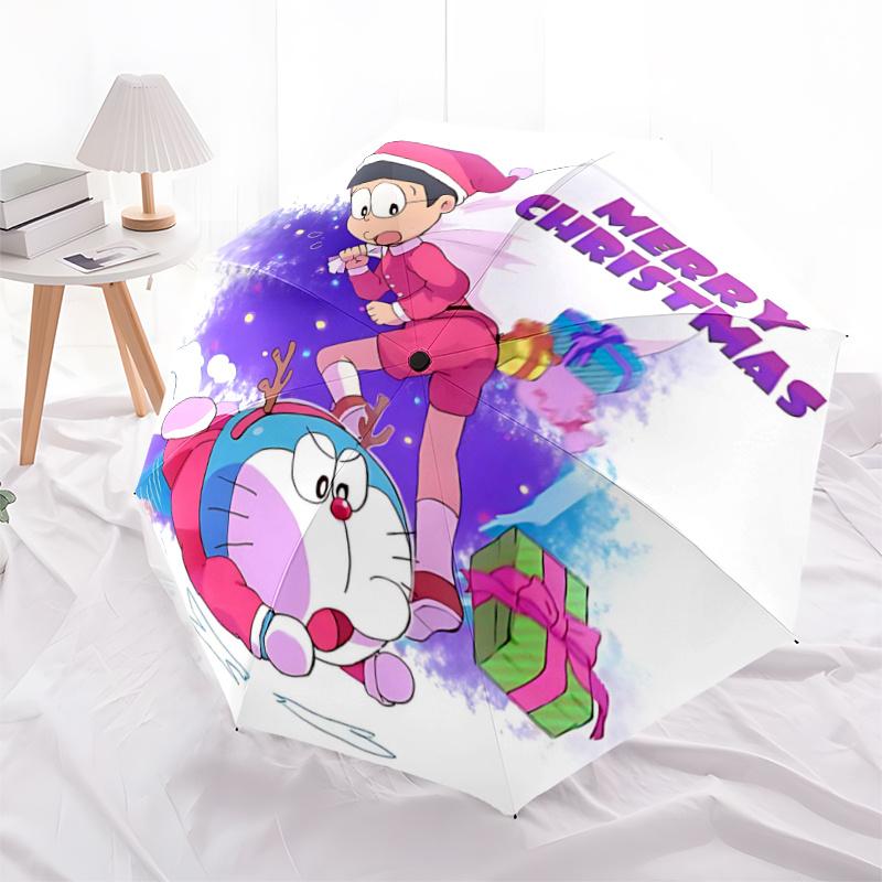 

1pc Doraemon and Nobita s Merry Christmas Adventure Pattern Beautiful Looking Automatic Folding Umbrella, 3 Folding, 8 Iron Frame Design, Durable and
