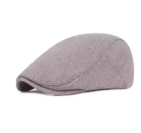 Vintage Cotton-Linen Flat Cap - Retro Duckbill Ivy Hat for Men & Women, Solid Color Autumn Beret & Casual Cabbie Hat Adjustable