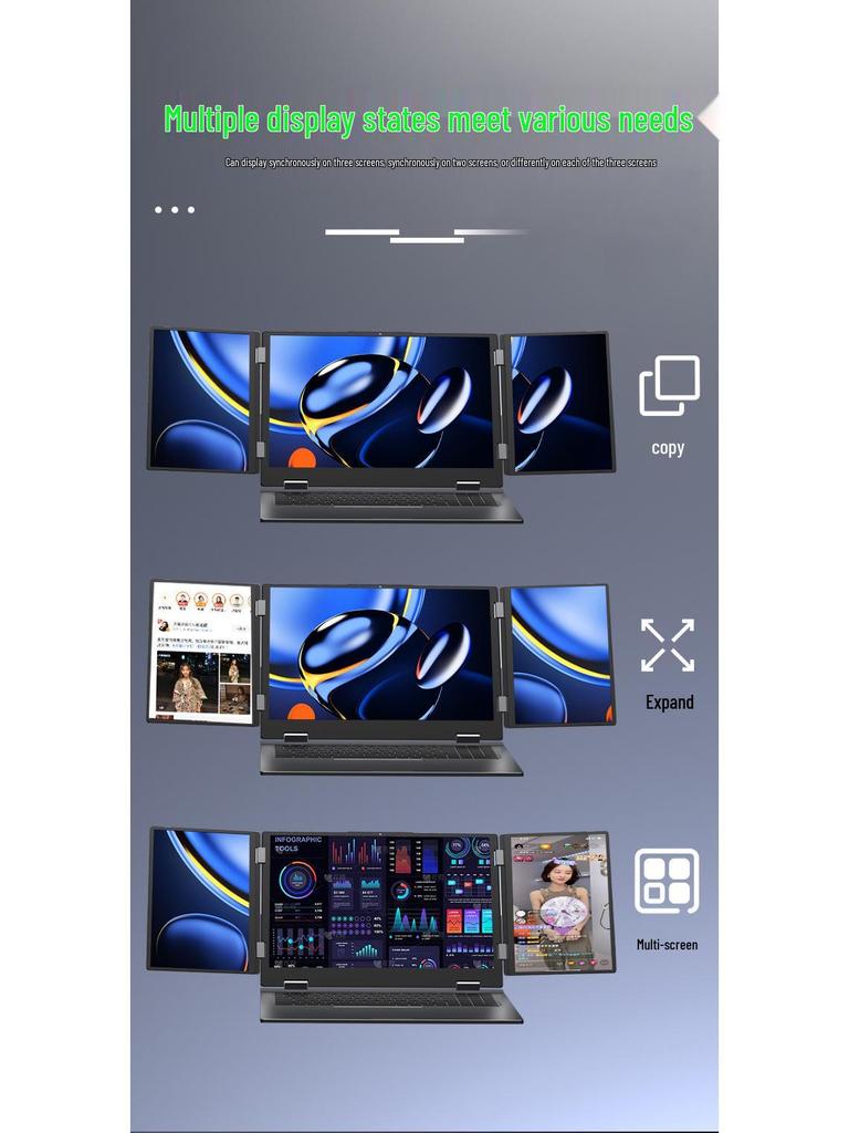 Three-Screen Foldable Laptop for Stock Trading, Business & Office - Core i7-1260P