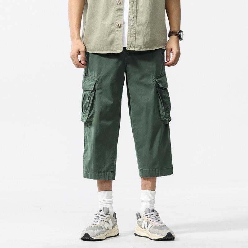 

New Summer Trendy Overalls Men s Loose Casual Eight-point Pants Trendy Pants Men s High-end Men s Clothing 38 армія зелений колір