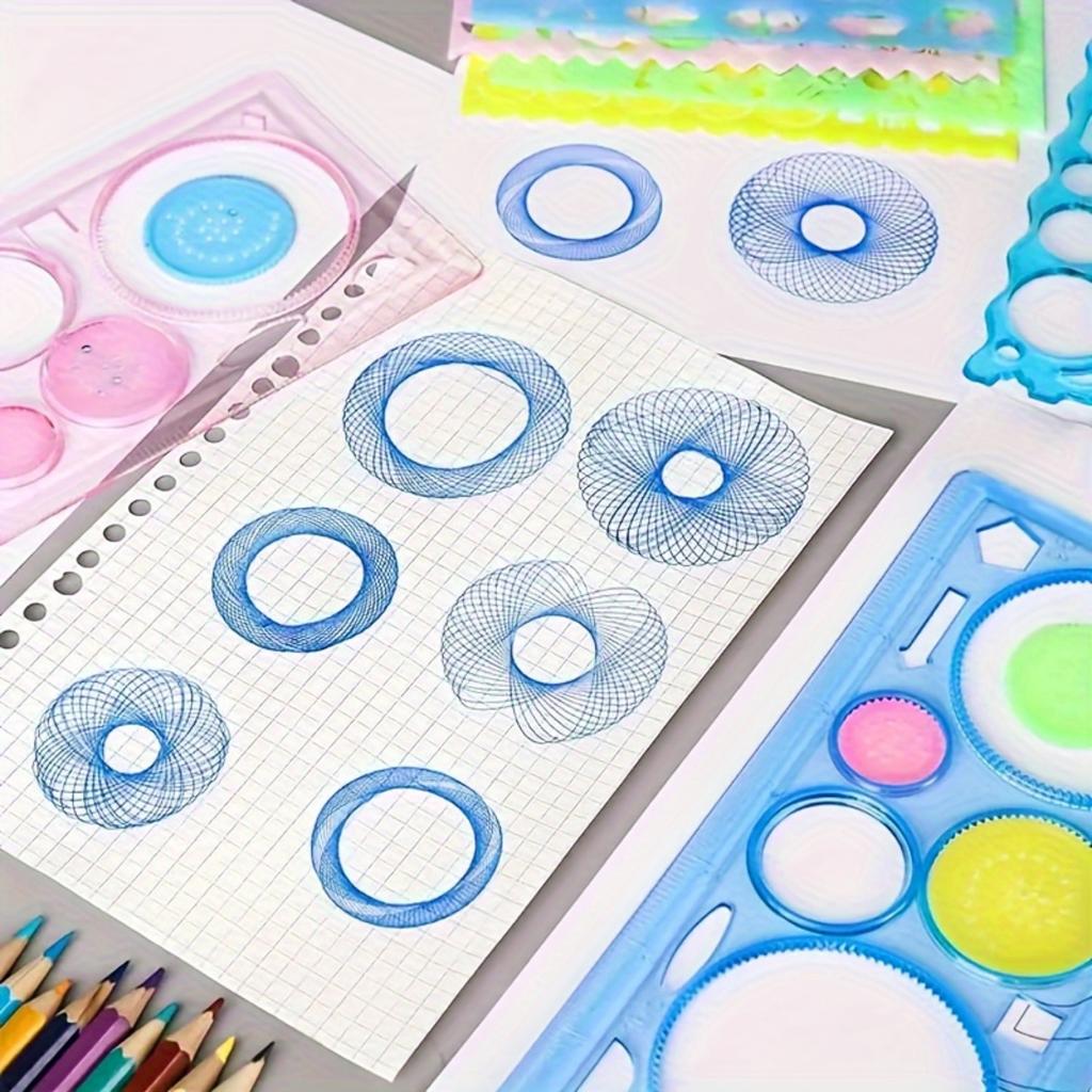7dílná sada šablon pro geometrické kreslení, prémiová plastová pravítka pro umění, design, architekturu, různé tvary pro kreativní projekty