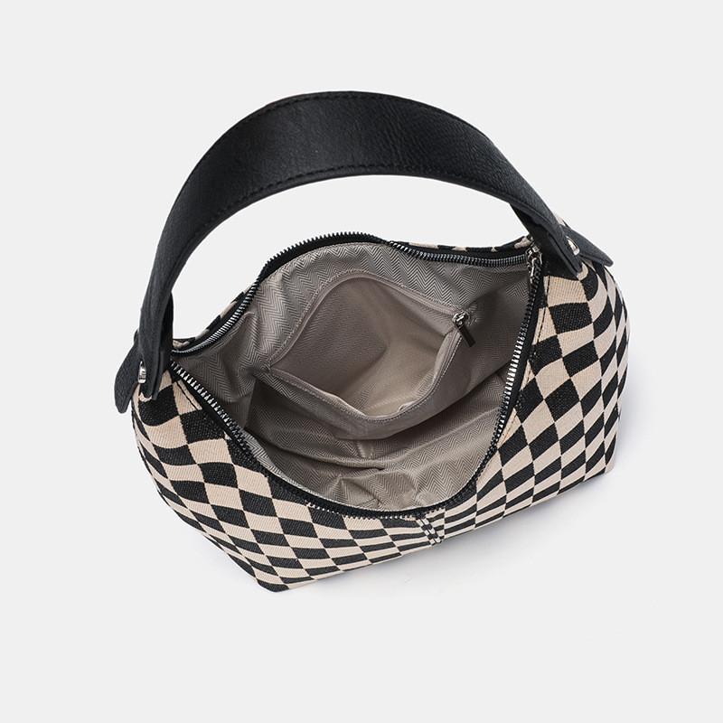 IELGY Ladies Underarm Bag Checkerboard Checkerboard Contrast Color Crescent Bag
