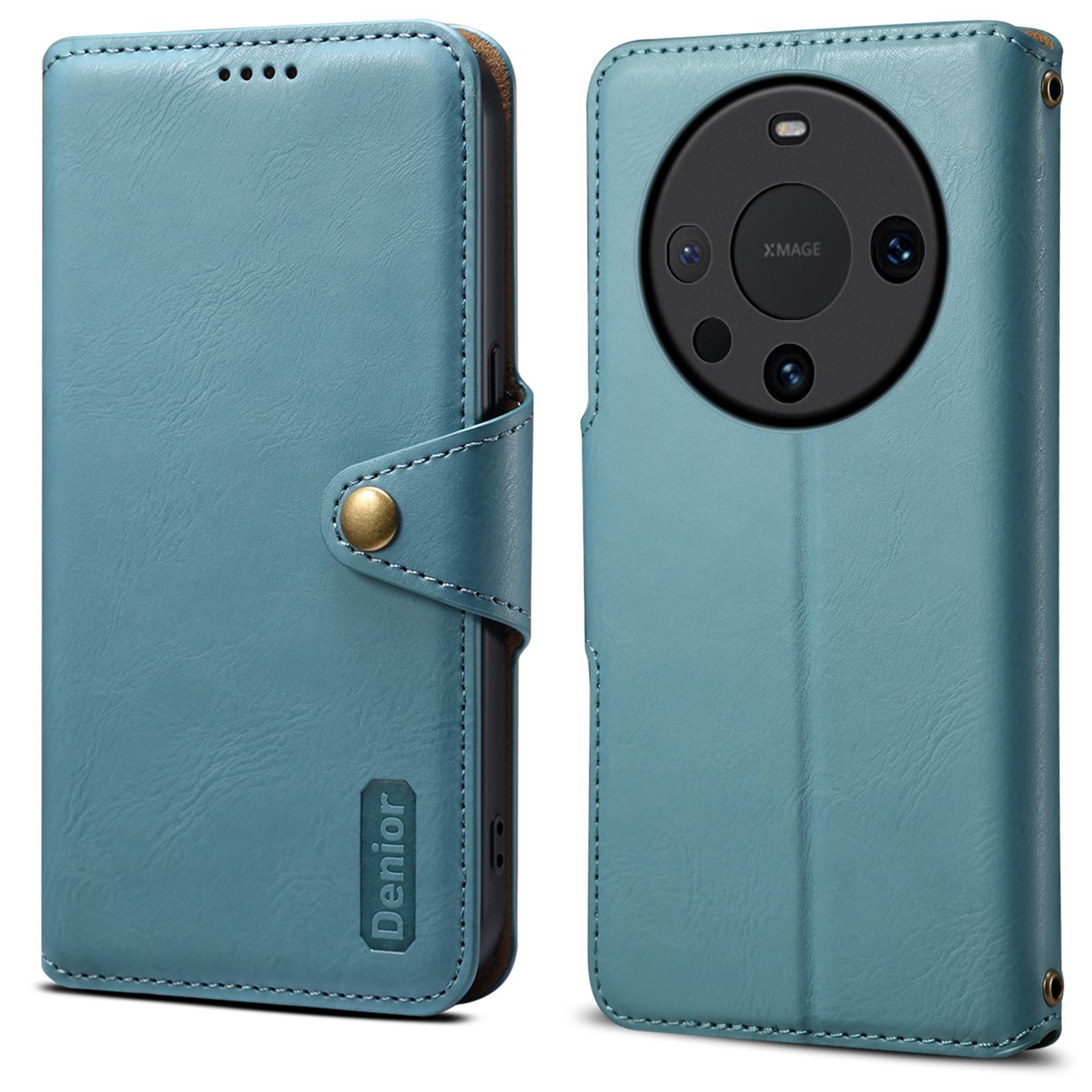 

DENIOR For Huawei Mate 60 Leather Case Cowhide Texture Wallet Cover A