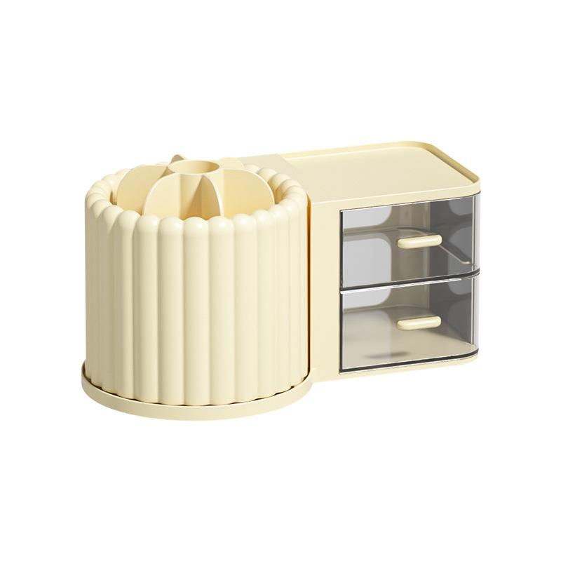 Rotating Light Luxury Skincare Organizer with Pen Holder