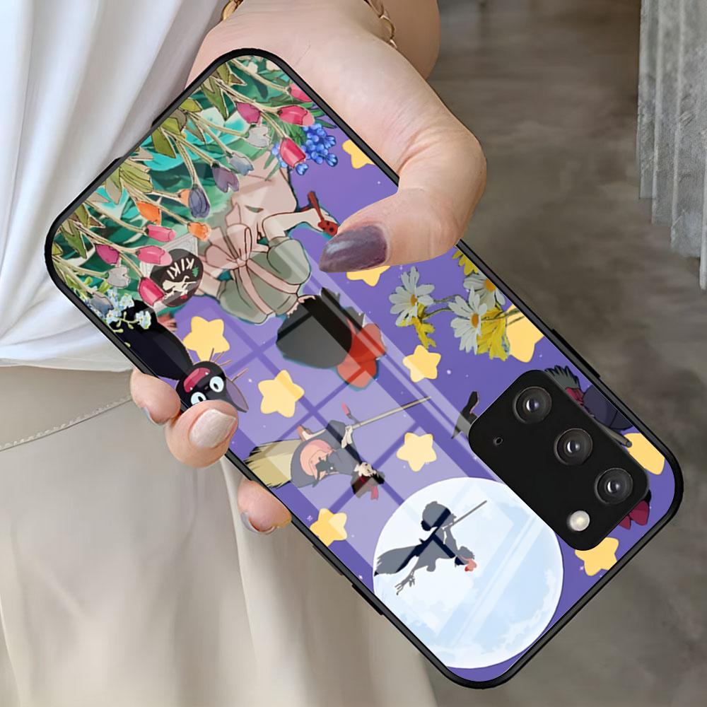 

Anime Ki-Kiki Deliverys Service Phone Case For Samsung S26 S25 S24 FE S23 S22 S21 Plus S20 Ultra Note20Ultra Black Glass Cover Galaxy S24