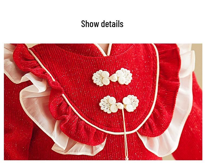 2026 Spring Festival Girls' Princess Dress - New Chinese Style Formal Wear for New Year