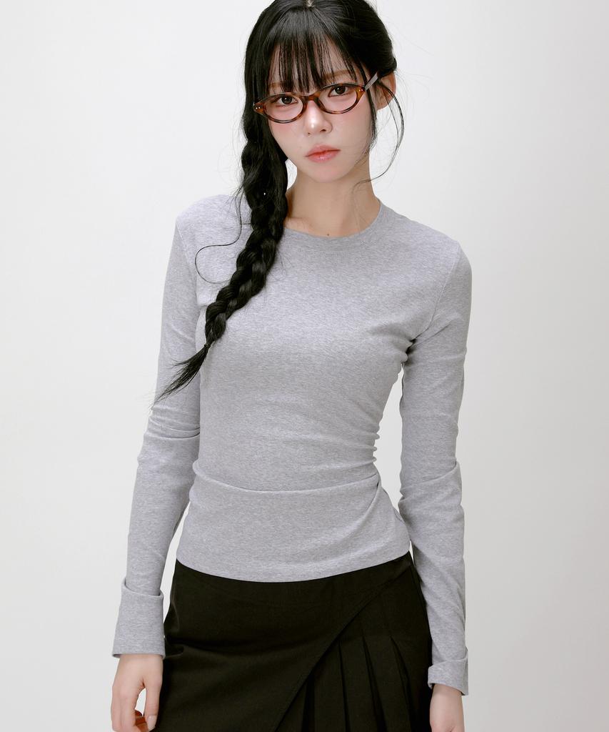 LIKE THE MOST Slim Basic Long Sleeve T-Shirt_Gray