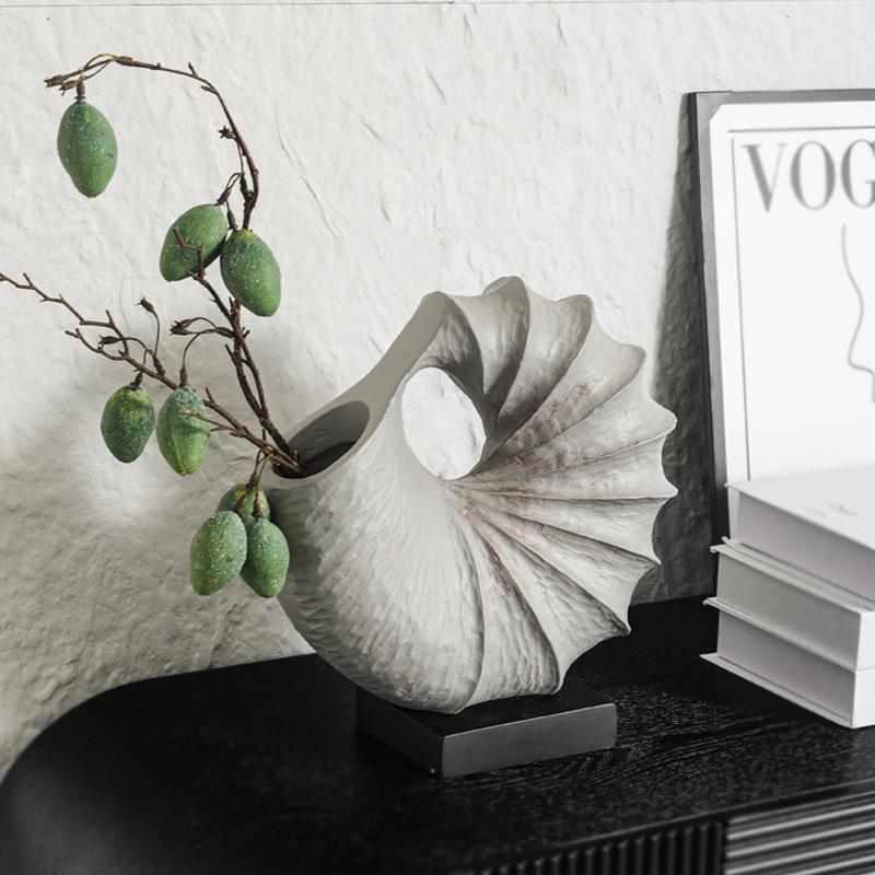 Artigianato in Resina Vaso da Fiori Conchiglia Guscio di Vongola Ornamenti per Composizioni Floreali Scultura Astratta Accessori per la Decorazione della Casa