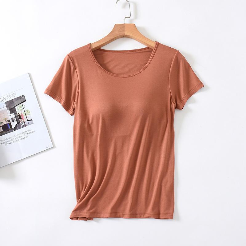 Women's Home Wear Solid Color Short Sleeve Round Neck Modal Temperament