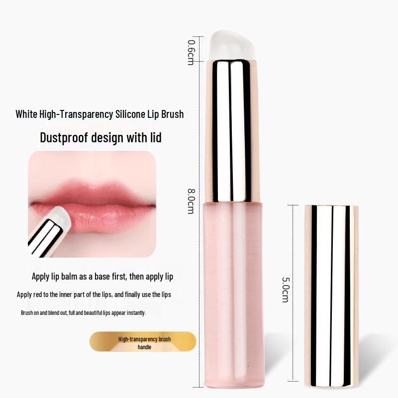 Transparent Silicone Lip Brush with Lid - Portable Lipstick Smudge and Balm Tool