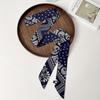 2Pcs, two navy blue and white, 188 * 5cm, thin and narrow long silk scarves, versatile cashew nut flowers in summer, tied hair