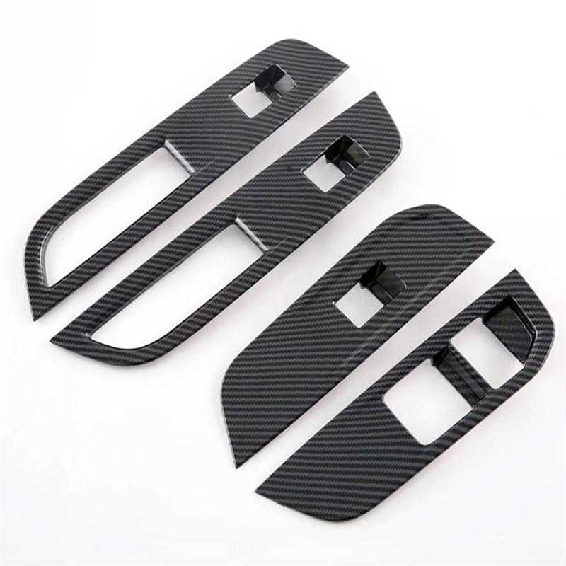 For MG 4 MG4 EV Mulan  Car Window Control Lift Switch Panel Cover Trim Decoration Accessories - ABS Carbon Fiber LHD