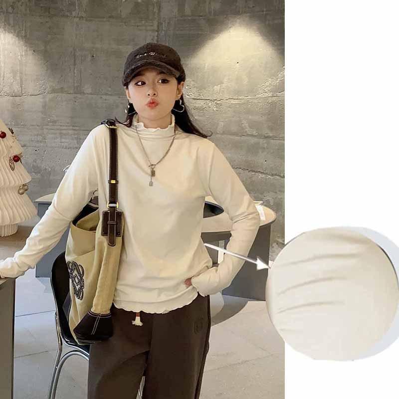 

Women s clothing large size solid color bottoming shirt multi-color optional autumn and winter wear German velvet warm and versatile trendy shirt 3XL recommends 165-92.5kg.