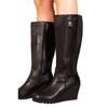 Where's That From Womens/Ladies Lara Faux Leather Side Zip Wedge Mid Calf Boots