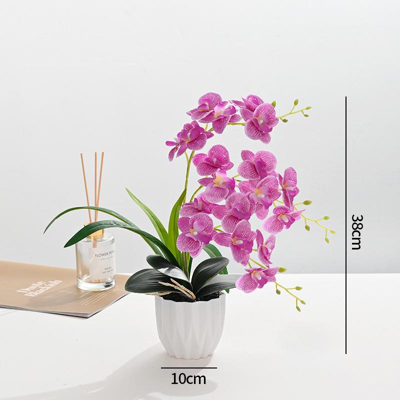 Artificial Orchid Potted Plants Fake Phalaenopsis In Plastic Pot Bonsai Plants Wedding Table Centerpiece Home Office Decoration