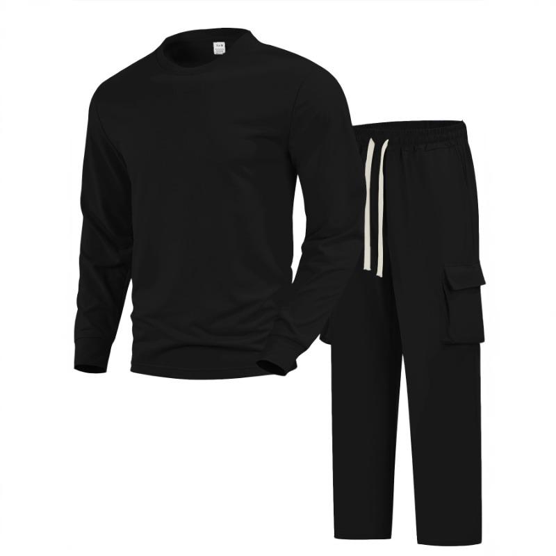 Men's Fashion New Round Neck Long-sleeved Cargo Trousers Sports Leisure Outdoor Suits Conjuntos Hombre