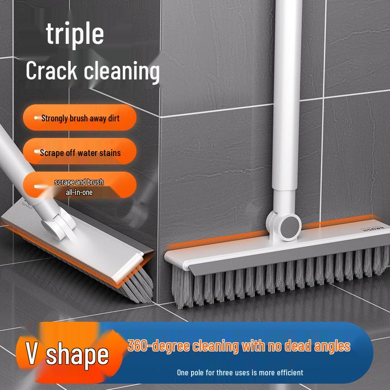 Multi-Functional Long Handle Tile & Grout Brush for Bathroom and Toilet Cleaning