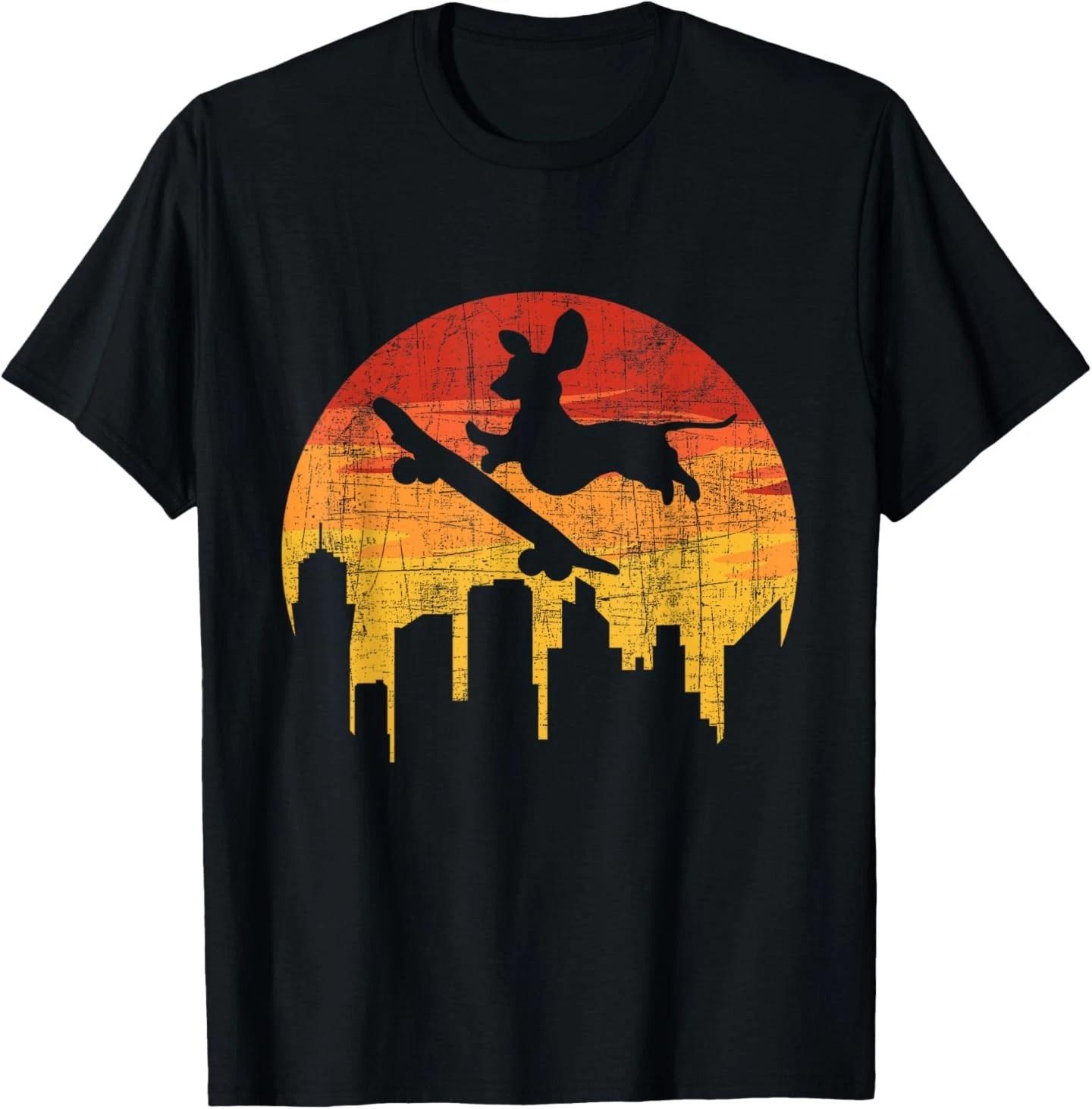 Dachshund Skateboarder - Skateboarding Pet Dog Lover T-Shirt 2XL