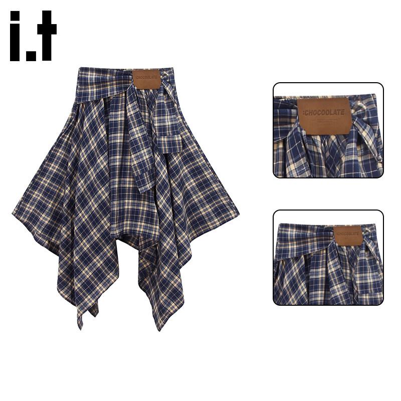 

Women s American Retro Plaid Asymmetrical Skirt XL