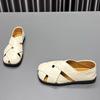 Leather Square Head Sandals Women's 2025 Summer New Hollow Retro Woven Fashion Versatile Two Wear Platform Roman Shoes