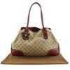 Gucci Pretty Tote Bag 163805 Brown GG Canvas Ribbon Women Used