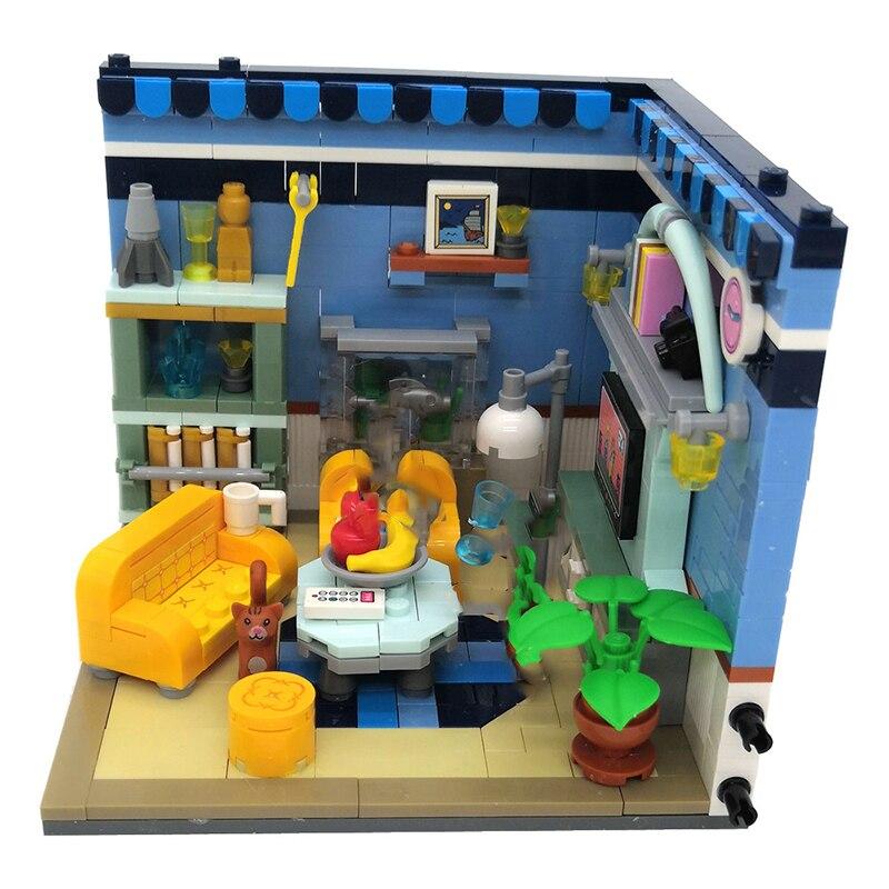 LOZ 1901 City Architecture House Corner Living Room Cat Television Fruit DIY Mini Blocks Bricks Building Toy No Box