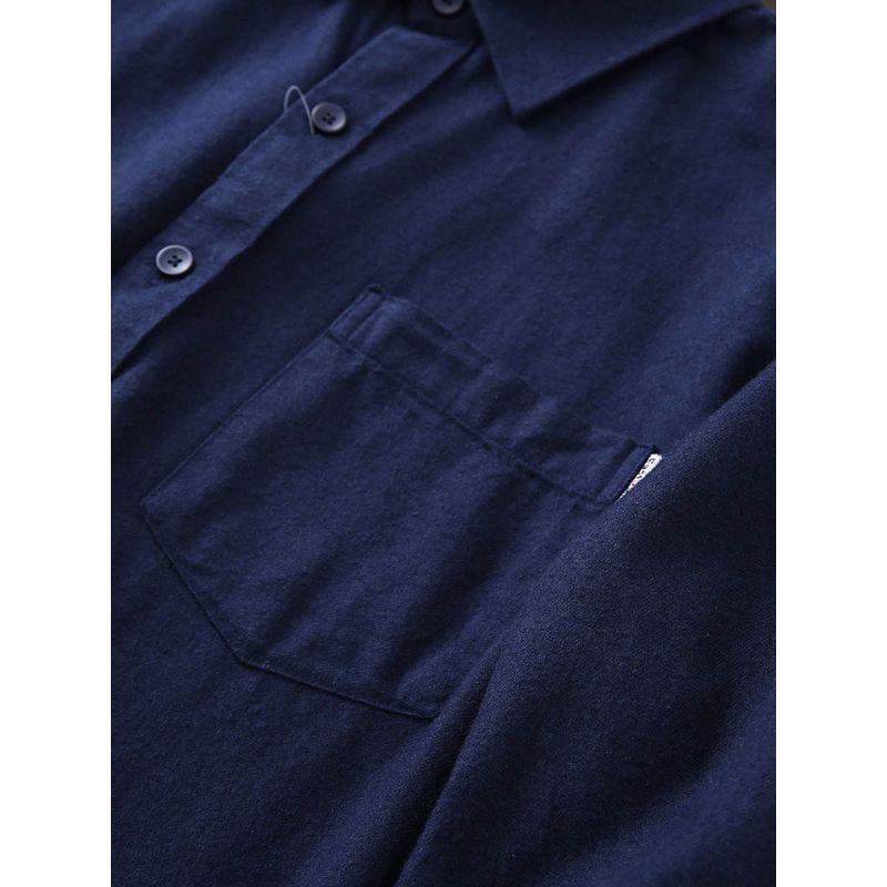 Japanese Style Export Cotton Washed Flannel Shirt Men Fall Lapels Casual Pure Color Long Sleeve Shirt Coat