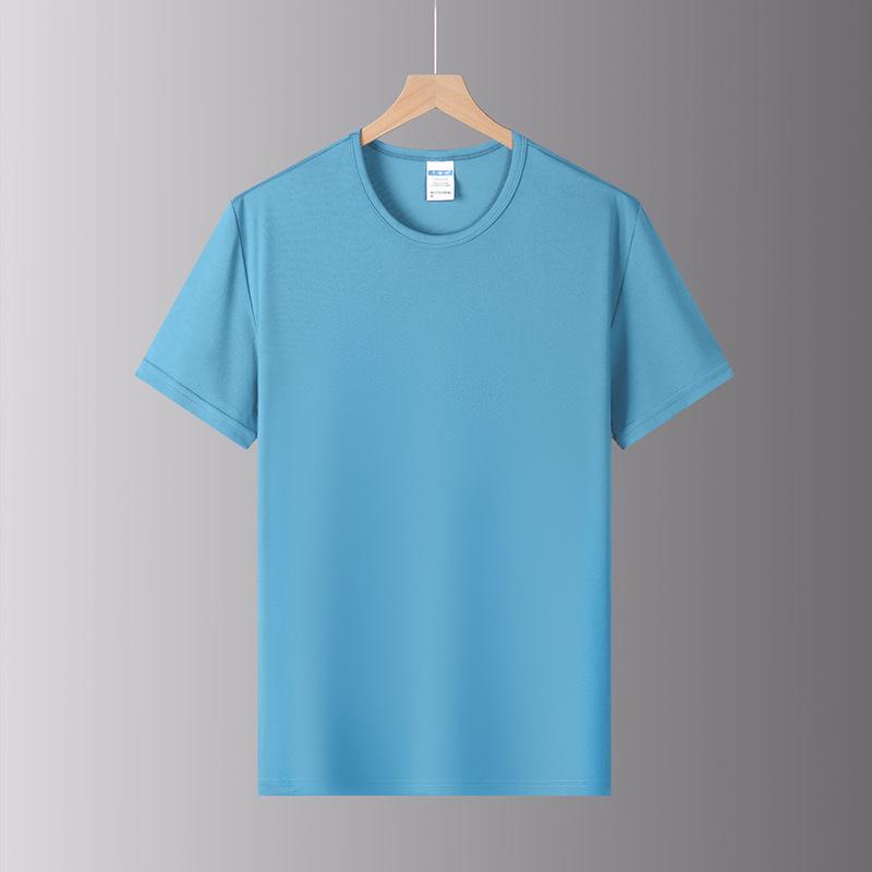Сетчатая быстросохнущая футболка с коротким рукавом и круглым вырезом с индивидуальным логотипом для марафонов и рабочей одежды XXXXL небесно-голубой