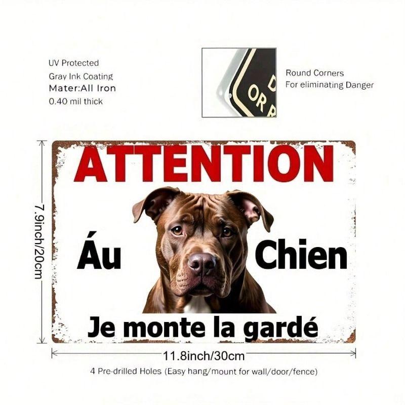 Vintage Metal Sign French Bulldog Dog Warning Decor for Home Garden Wall Art